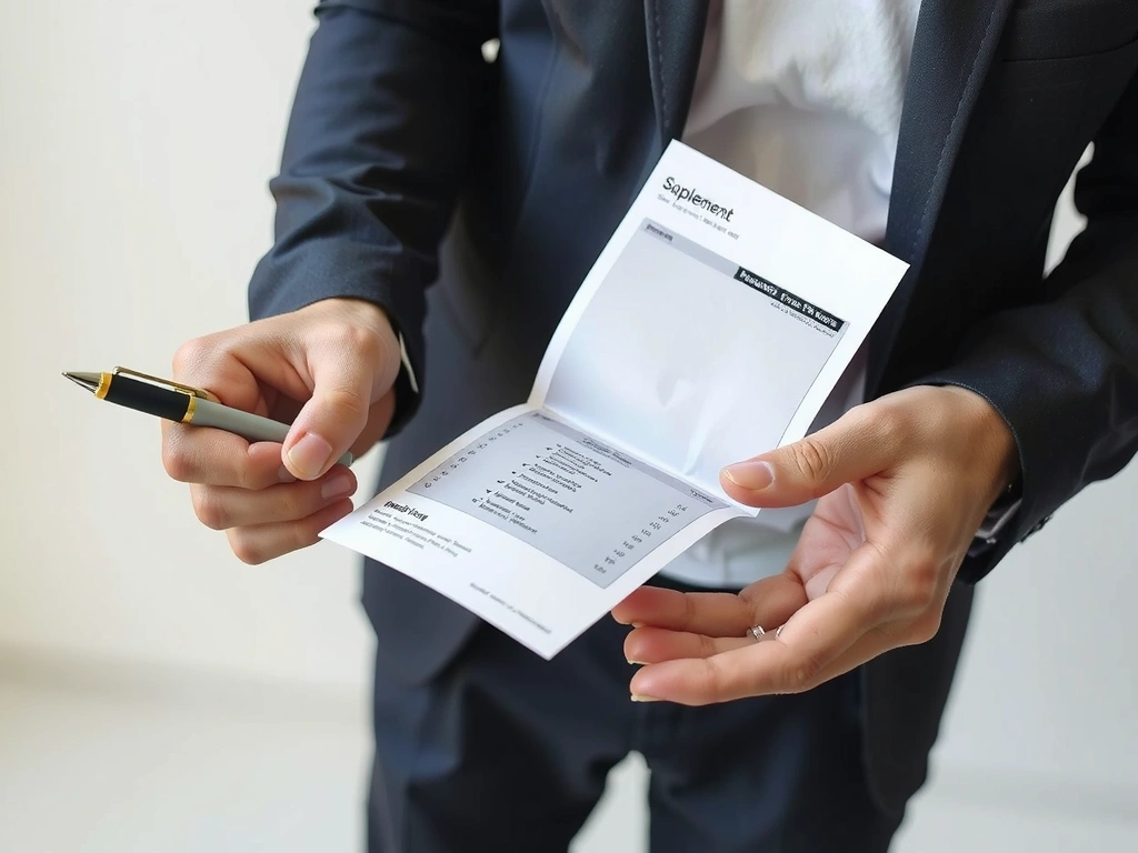 Seseorang sedang menganalisis label suplemen dengan cermat